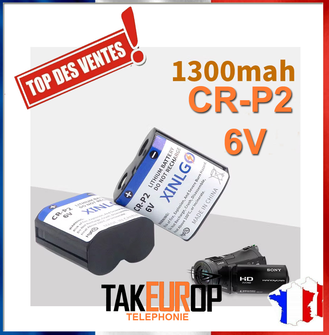 Pile batterie lithium Photo CR-P2 CR P2 6V 1300mAh Xinlgo® Battery Video DL223A