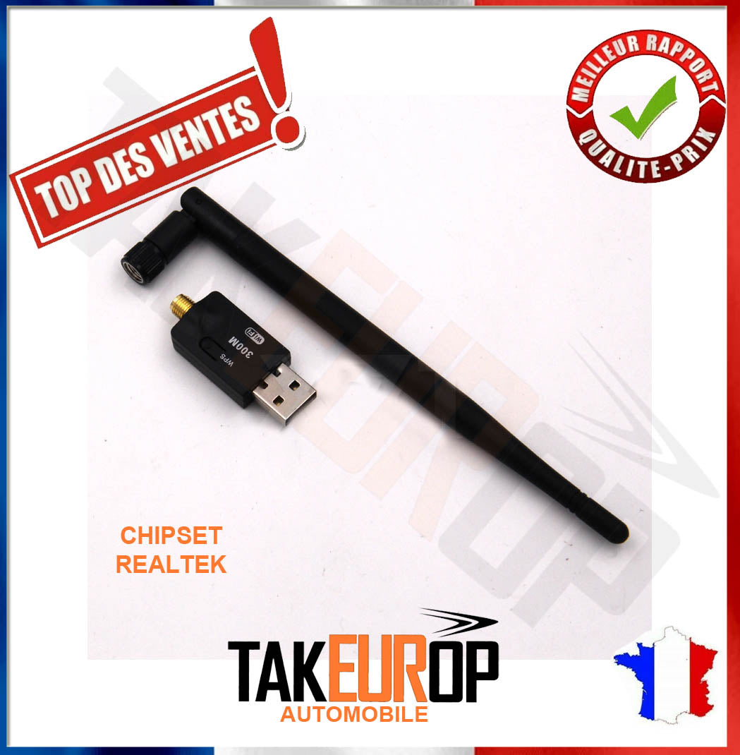 Clé USB WIFI 300 Mbps IEEE802.11b/g/n - LINUX MAC Win 7/8/10 - AVEC ANTENNE