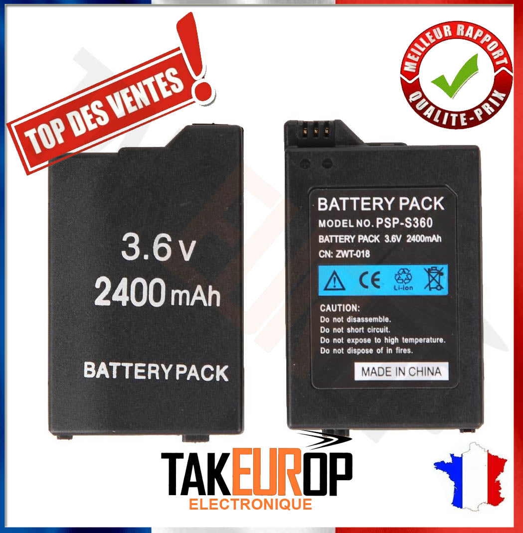 Batterie 2400mAh pour PSP Slim & Lite 2000 3000 2004 3004 - Expédition Rapide