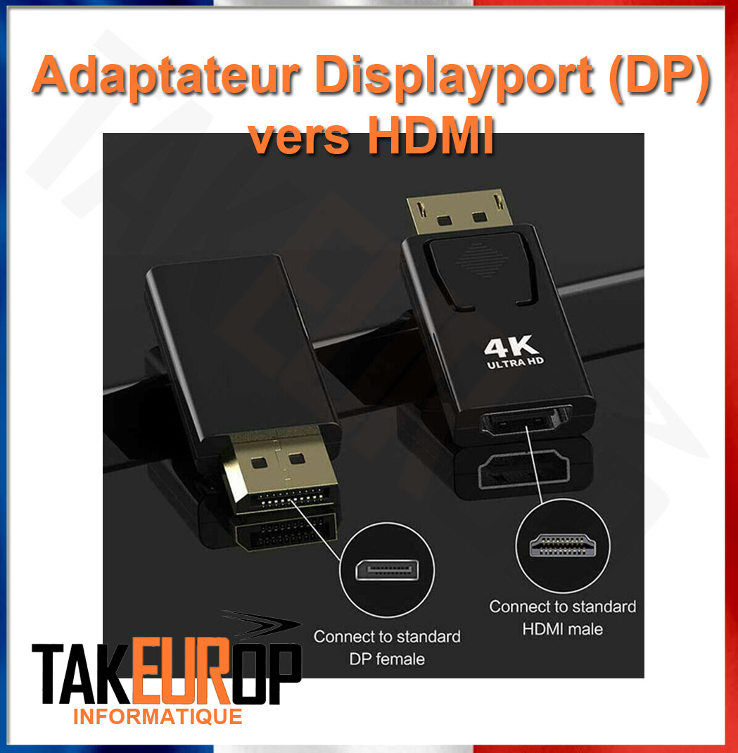 Display port DP mâle vers HDMI Adaptateur convertisseur femelle pour PC 4K