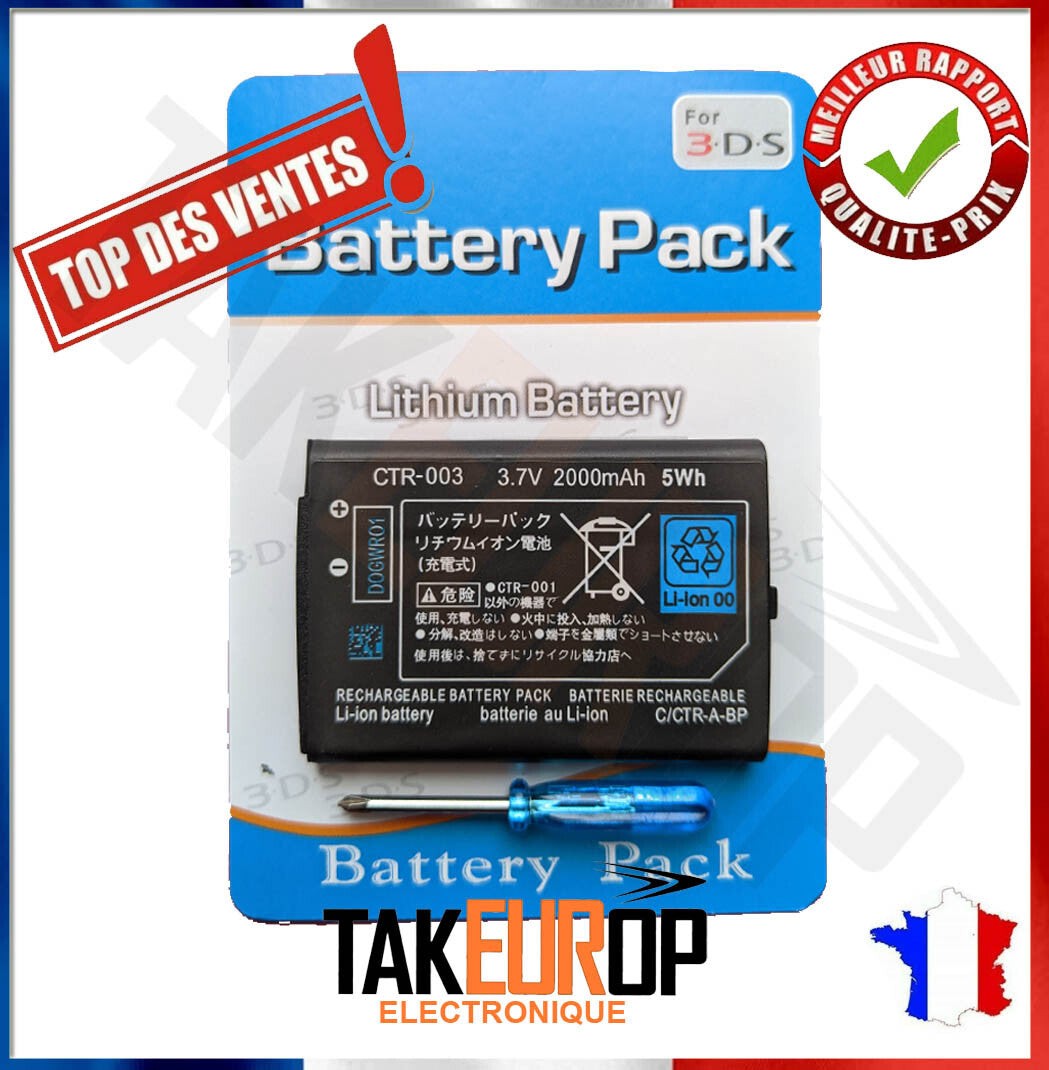 Batterie pour Nintendo 2DS 3DS  2DS XL 2000 mah 3,7 V CTR-003 idem GENCA-028
