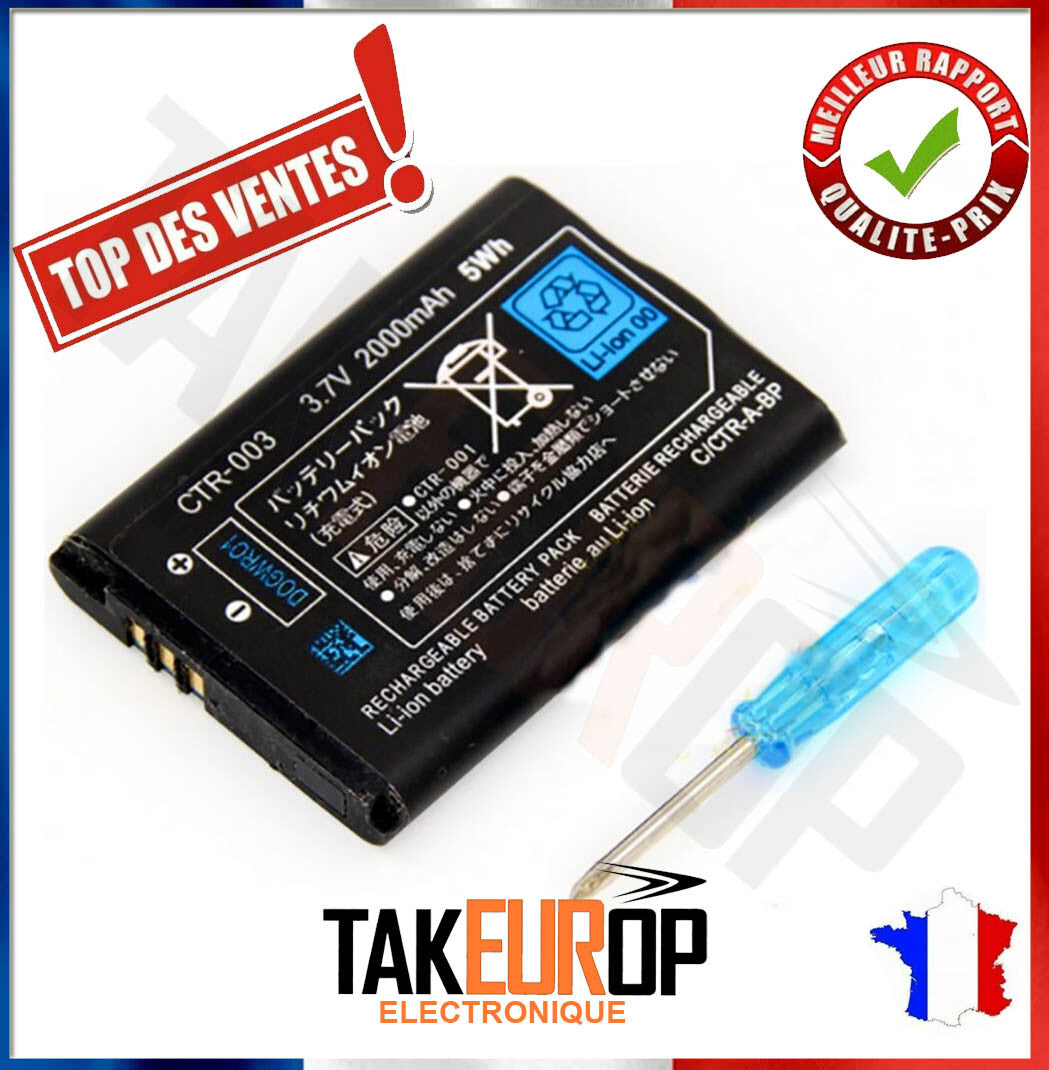 Batterie pour Nintendo 2DS 3DS  2DS XL 2000 mah 3,7 V CTR-003 idem GENCA-028