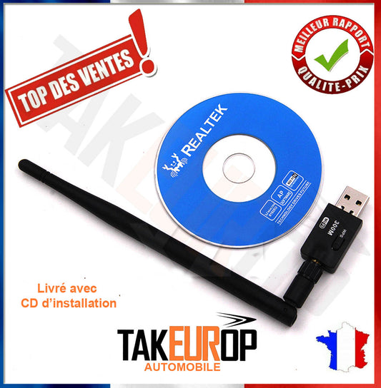 Clé USB WIFI 300 Mbps IEEE802.11b/g/n - LINUX MAC Win 7/8/10 - AVEC ANTENNE